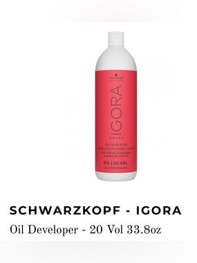 Schwarzkopf IGORA Royal Oil Developer 20 Vol 1L NEW